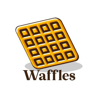 Waffle kek logo vektör örnekleme şablonu, gölgeli tatlı waffle