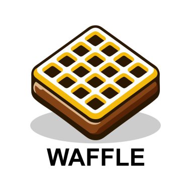 Gölgeli ikonik çikolatalı waffle logosu, tatlı waffle keki.