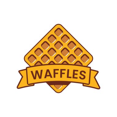 Lezzetli çikolatalı waffle logo vektör illüstrasyon şablonu tatlı bir tat, orijinal waffle
