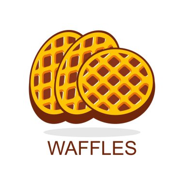 Gölgeli ikonik çikolatalı waffle logosu, tatlı waffle keki.