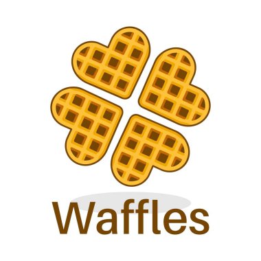Tatlı bir tadı olan waffle logosu vektörü, aşk şeklinde.