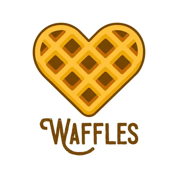 Tatlı bir tadı olan waffle logosu vektörü, aşk şeklinde.