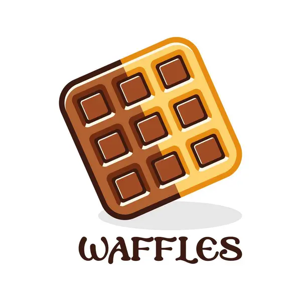 Gölgeli ikonik çikolatalı waffle logosu, tatlı waffle keki.