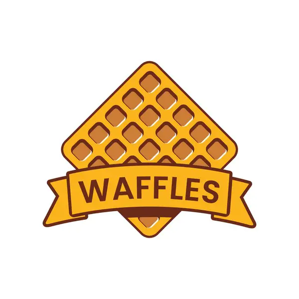 Lezzetli çikolatalı waffle logo vektör illüstrasyon şablonu tatlı bir tat, orijinal waffle