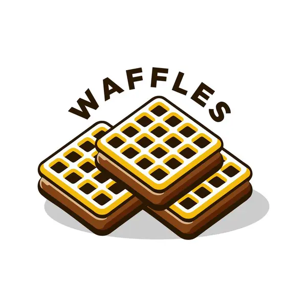 Lezzetli çikolatalı waffle logo vektör illüstrasyon şablonu tatlı bir tat, orijinal waffle