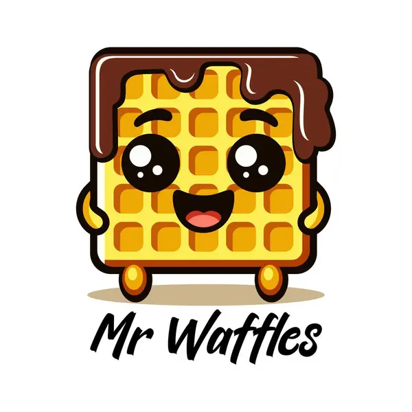 Çikolatalı waffle ikonu vektör çizim şablonu, komik maskot