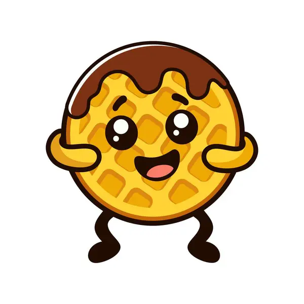 Çikolatalı waffle ikonu vektör çizim şablonu, komik maskot