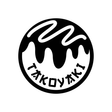 Lezzetli Japon takoyaki logo vektörü. Siyah ve beyaz