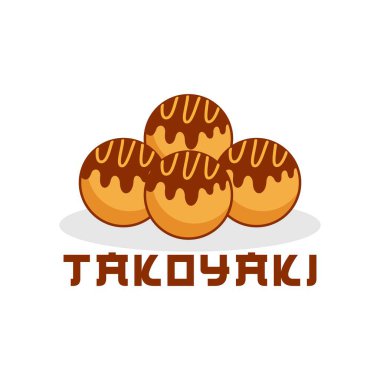 Lezzetli Japon takoyaki logo vektörü. Japon özel yemekleri.