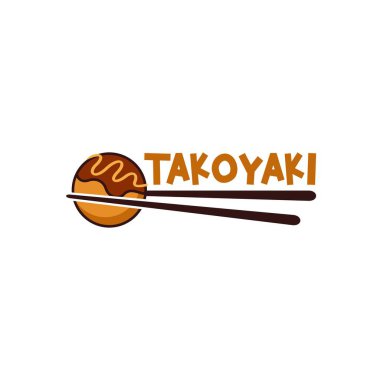 Lezzetli Japon takoyaki logo vektörü. Japon özel yemekleri.
