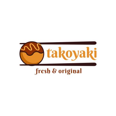 Lezzetli Japon takoyaki logo vektörü. Japon özel yemekleri.