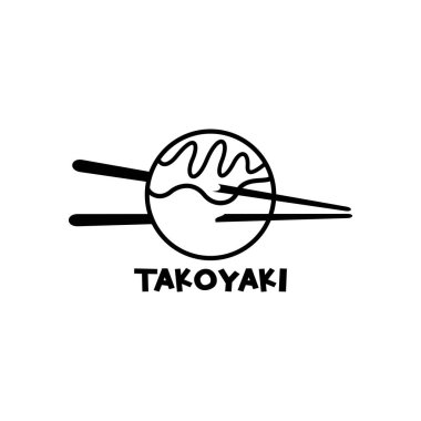 Lezzetli Japon takoyaki logo vektörü. Siyah ve beyaz