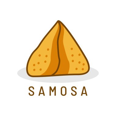 Samosa logo vektör çizimi şablonu. Hint yemeği.