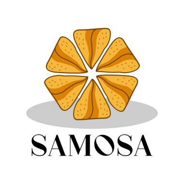 Samosa logo vektör çizimi şablonu. Gölgelerle