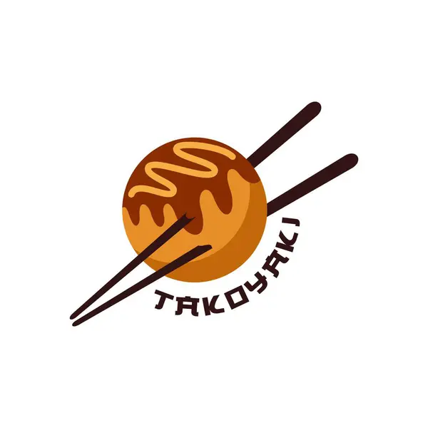Lezzetli Japon takoyaki logo vektörü. Japon özel yemekleri.