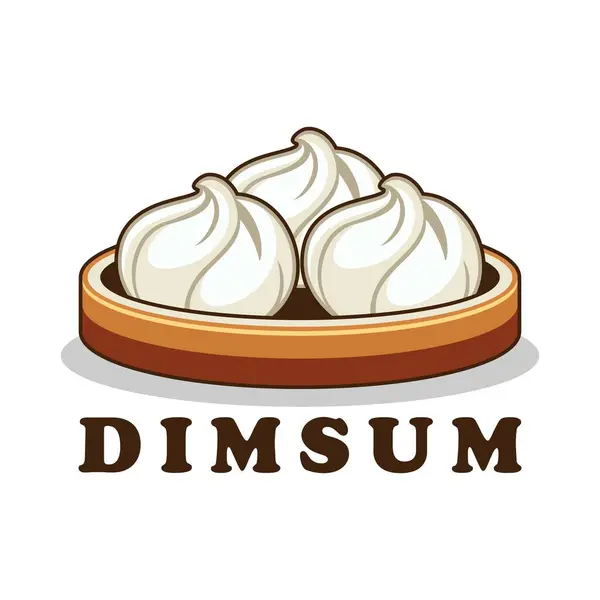 Dimsum logo vektör çizim şablonu. Çin yemeği. Beyaz arkaplan ile ikon tatlandırılıyor