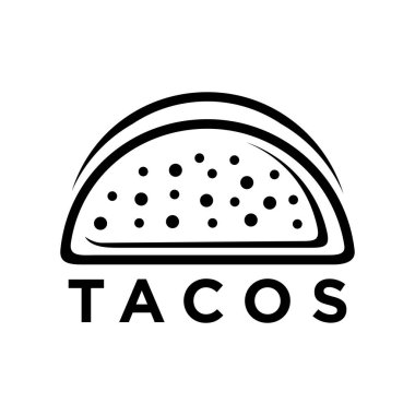 Tacos logo vektör çizim şablonu, siyah beyaz, lezzetli tacolar