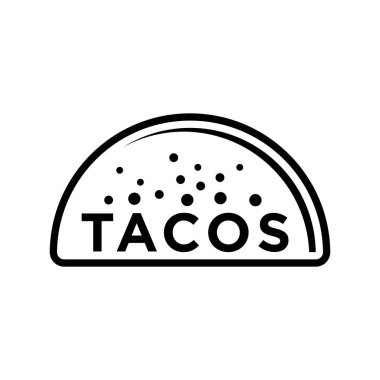 Tacos logo vektör çizim şablonu, siyah beyaz, lezzetli tacolar