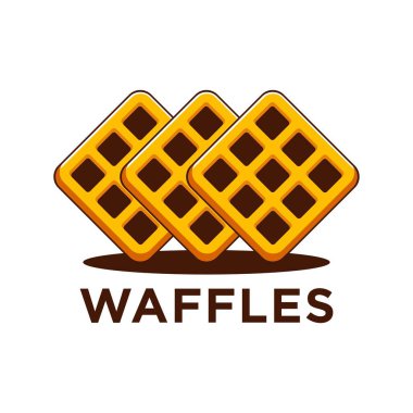 Gölgeli ikonik çikolatalı waffle logosu, tatlı waffle keki.