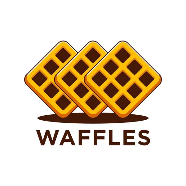Gölgeli ikonik çikolatalı waffle logosu, tatlı waffle keki.