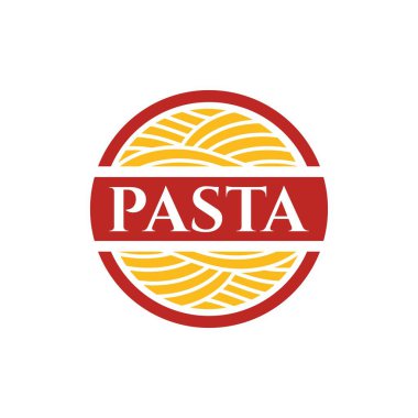 Dairesel olarak makarna logo vektör çizimi şablonu. Makarnanın sanat simgesi.