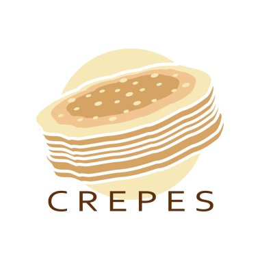 Krep logosu vektör çizim şablonu. Sanat simgesi ve krep amblemi