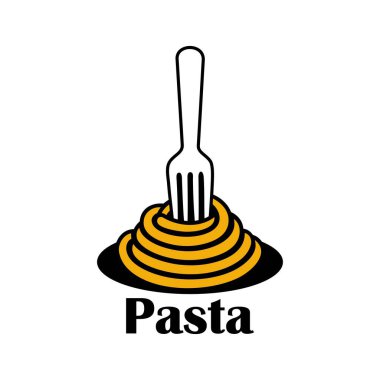 Pasta amblemi logo vektör çizim şablonu daire şeklinde. Lezzetli makarna