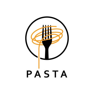 Pasta amblemi logo vektör çizim şablonu daire şeklinde. Lezzetli makarna