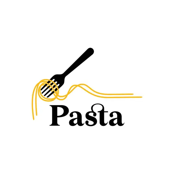 Pasta amblemi logo vektör çizim şablonu daire şeklinde. Lezzetli makarna