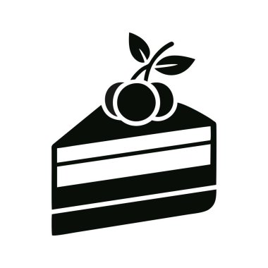 Peynirli kek logosu modern düz vektör çizimi şablonu siyah ve beyaz. Fırının amblemi