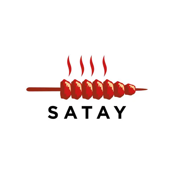 Lezzetli satay logo vektör çizim şablonu. Endonezya geleneksel yemekleri