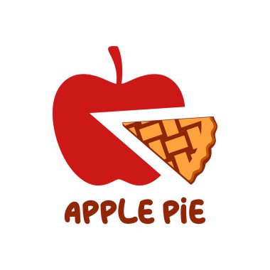 Elmalı turta logo vektör illüstrasyon şablonu el çizimi