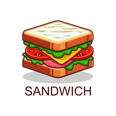 Lezzetli sandviç logosu çizim şablonu retro amblem sanat simgesi el çizimi