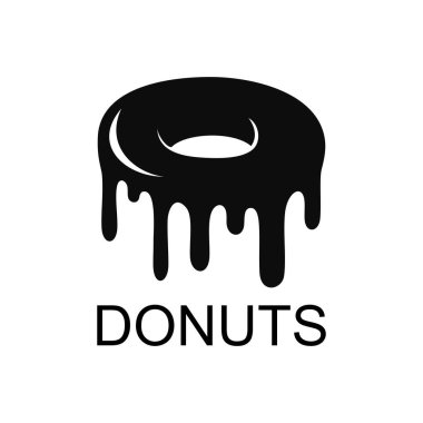 Donutlar logo vektör illüstrasyon şablonu elle siyah ve beyaz çizer