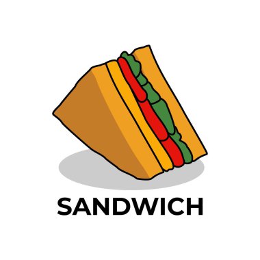 Sandviç logosu tasarımı vektör el amblemi. Lezzetli.