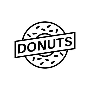 Donutlar logo vektör illüstrasyon şablonu elle siyah ve beyaz çizer