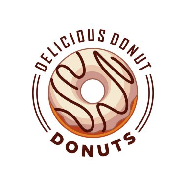 Beyaz çikolata soslu çörek logo vektör çizimi şablonu