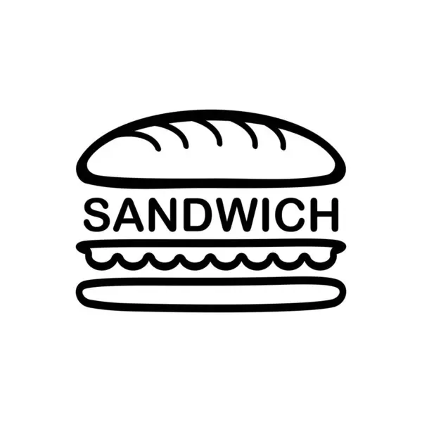 Sandviç logosu vektör çizimi siyah-beyaz. El çizimi amblemi