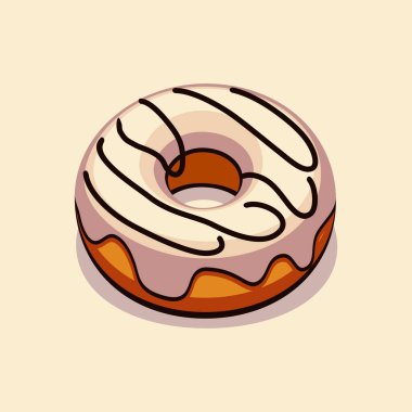 Beyaz çikolata soslu çörek logosu vektörü