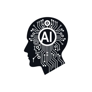 Yapay zeka logo vektörü. Beyin insan amblemi. Yapay zekanın resim simgesi