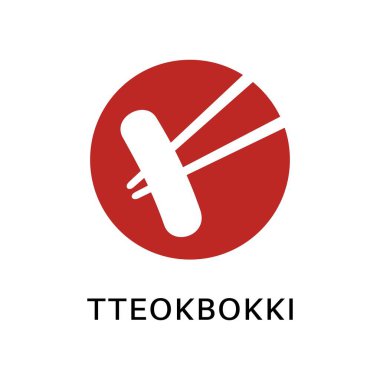Tteokbokki logo vektör çizim şablonu. Geleneksel Kore yemekleri