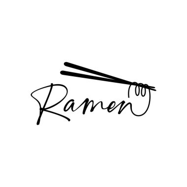 Ramen eriştesi logosu tasarım vektör çizimi şablonu siyah ve beyaz