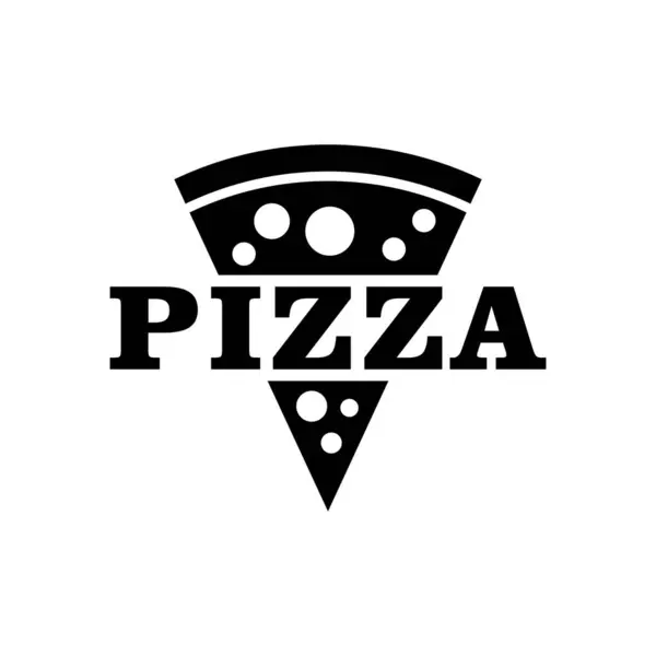 Pizza logosu vektör illüstrasyon şablonu siyah beyaz. El çizimi simgesi