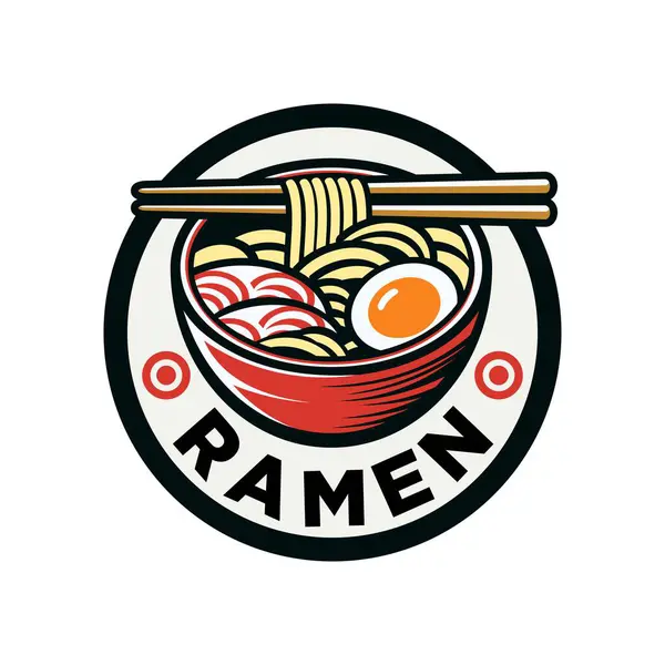 Ramen amblemi. Japon gıda logosu stok vektör illüstrasyonu