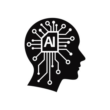 Yapay zeka logo vektörü. Beyin insan amblemi. Yapay zekanın resim simgesi