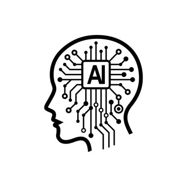 Yapay zeka logo vektörü. Beyin insan amblemi. Yapay zekanın resim simgesi