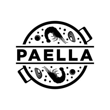 Paella logo tasarımı vektör çizimi siyah ve beyaz