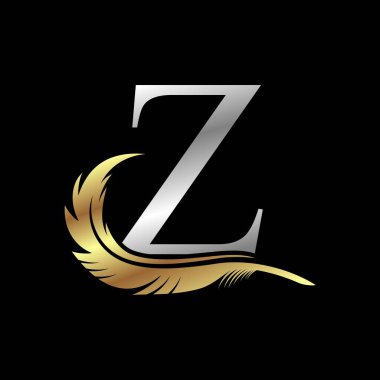 Tüylü gümüş harfli ilk logo vektör çizim şablonu Z