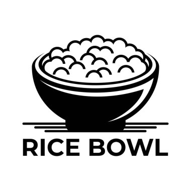 Pirinç kasesi logo vektör illüstrasyonu basit harfler