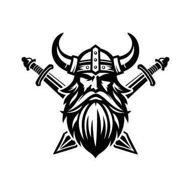 Viking logo vektörü. Çemberde basit tasarım
